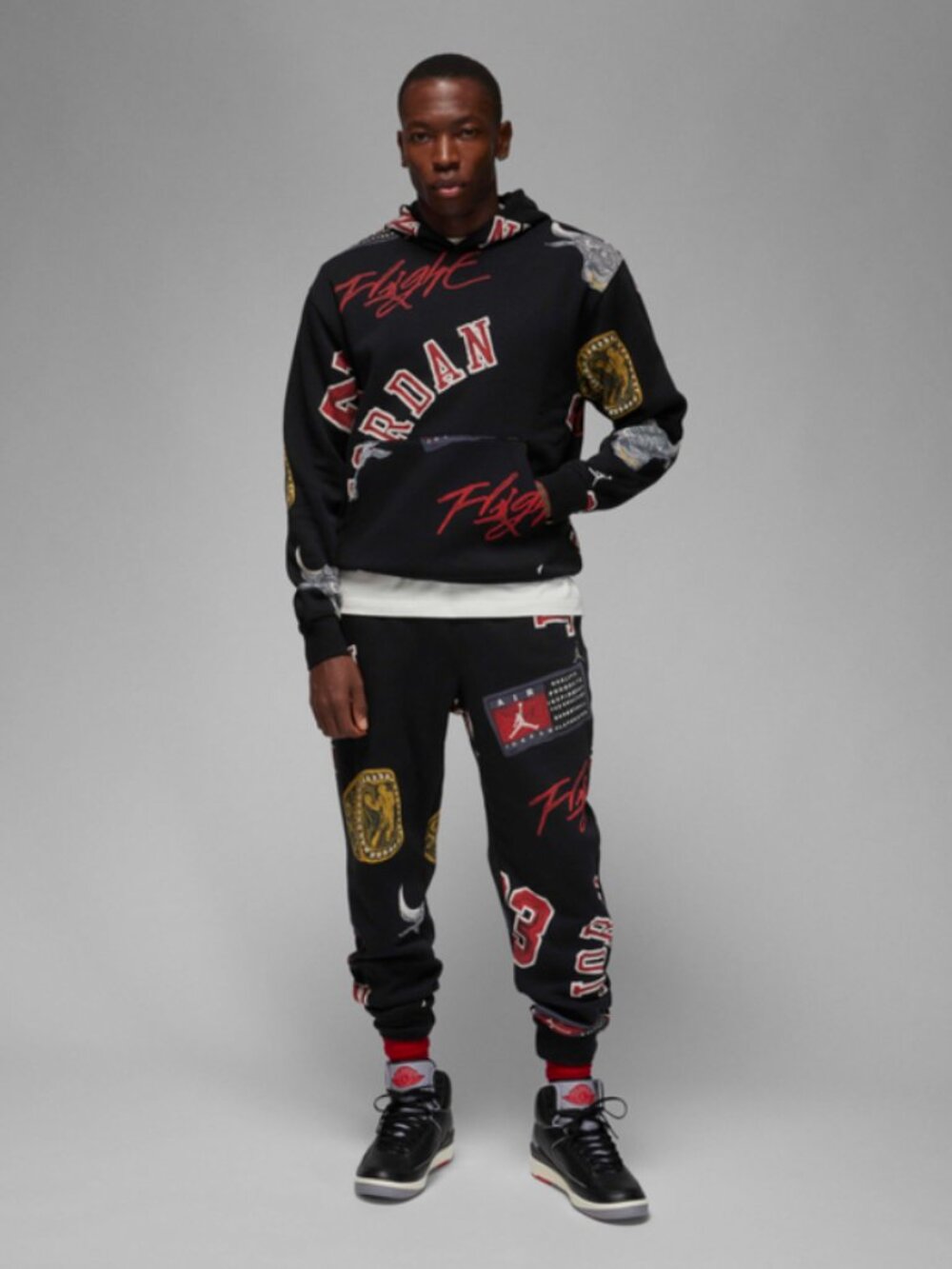 Jordan Essentials Brooklyn Fleece Hoodie/Jogger Set in Black/Sail Nike